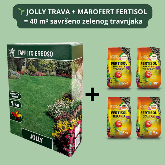 Paket Jolly trava + Marofert Fertisol – 40 m² travnjak
