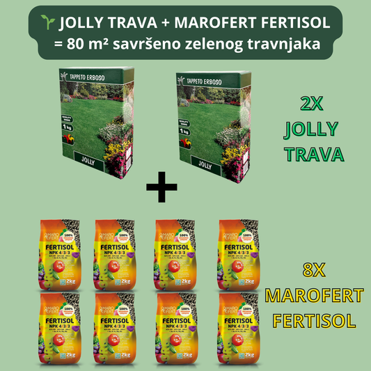 Paket Jolly trava + Marofert Fertisol – 80 m² travnjak